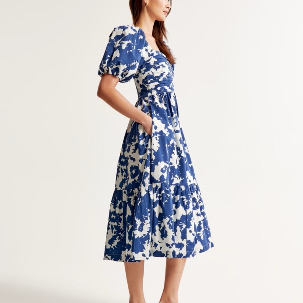 The A&F Emerson Poplin Puff Sleeve Midi Dress - Picture 3 of 4